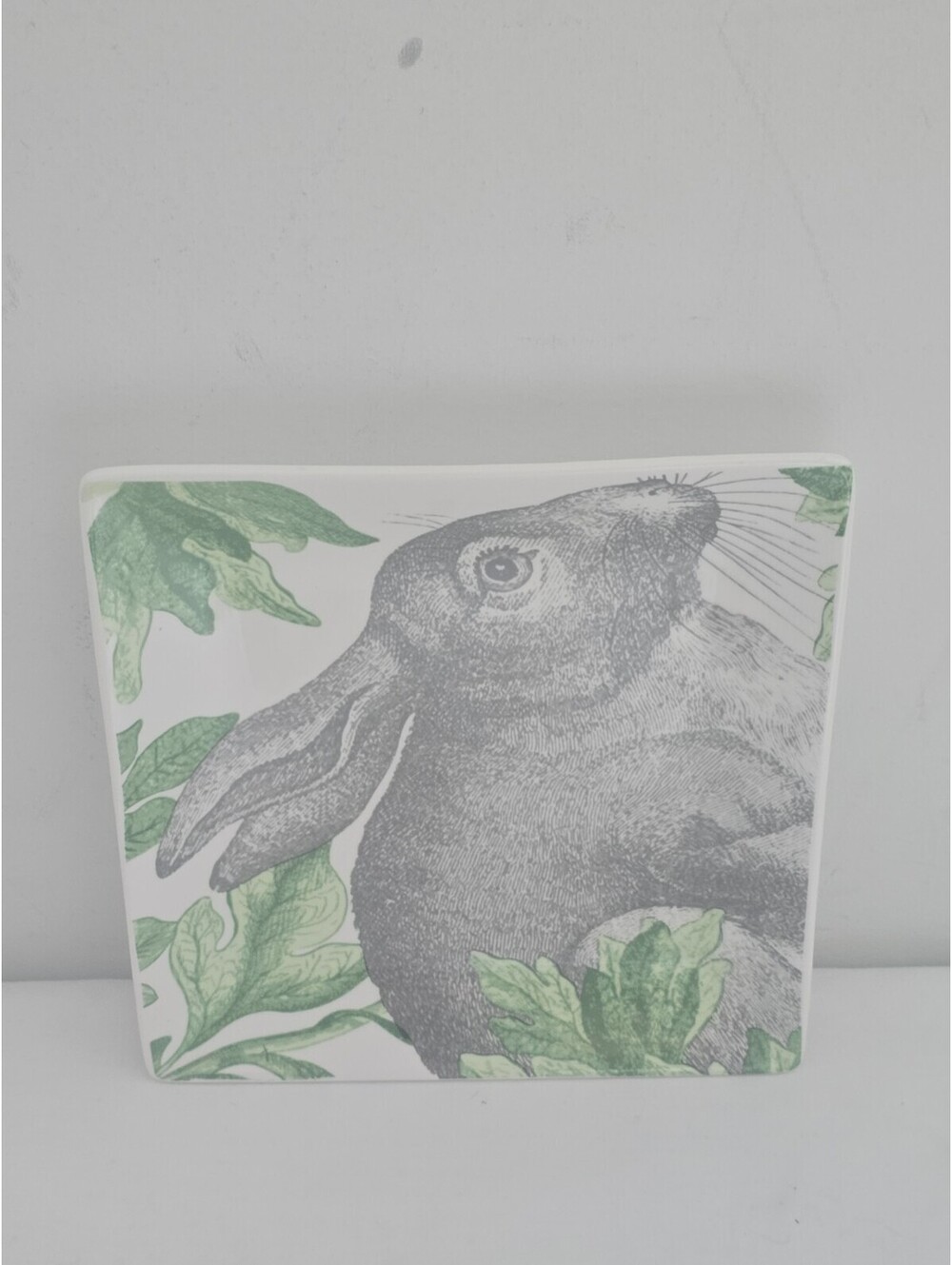 Artistic Accents Fine Porcelain Easter Bunny Rabbit Gray Small Plate